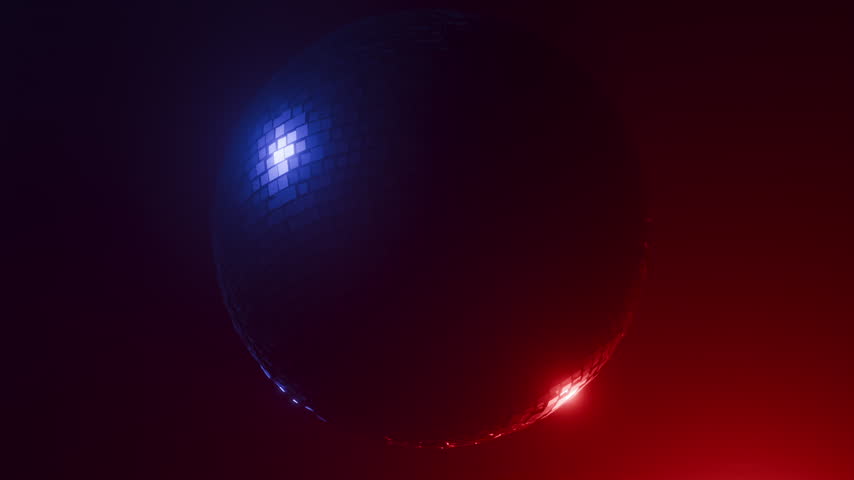 Abstract minimal 3d disco ball red blue lights