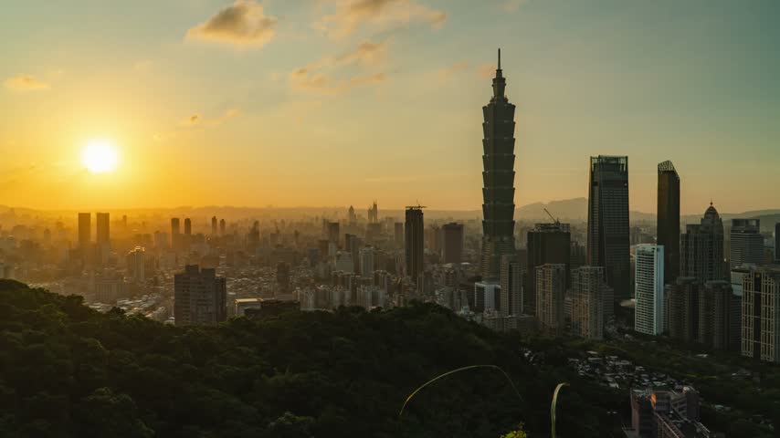 New Taipei 101 from Taiwan cityscape time lapse video At dusk as the sunset