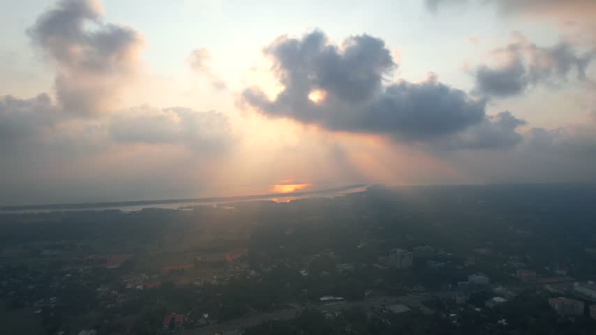 Sunset over the city, clouds over the city, Udupi