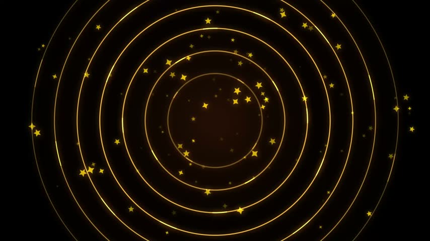 A seamless 3D animation of a circular gold star vortex, perfect as a stylish motion background for holiday celebrations, premium event intros, awards shows, and luxury digital media projects.