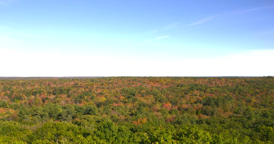 Beautiful fall colors spanning out to the horizon from Bradbury Mountain State Park, Maine.
