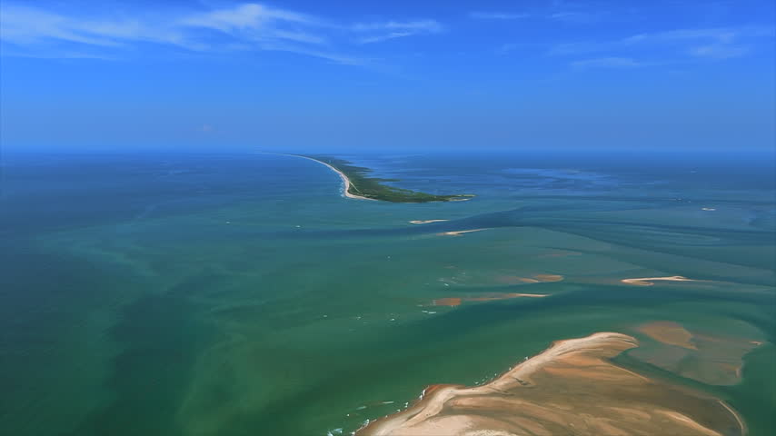 Aerial view of Cape Hatteras National Seashore along the Outer Banks of North Carolina, USA