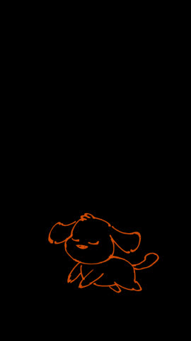 Hand drawn line art 2D animation of a cute puppy jogging and running with floppy ears and a wagging tail, vertical 9:16 loop with alpha channel.