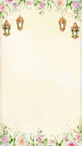 Wedding Invitation Nikah Muslim Couple in Traditional Wedding Attire Watercolor Illustration Video
