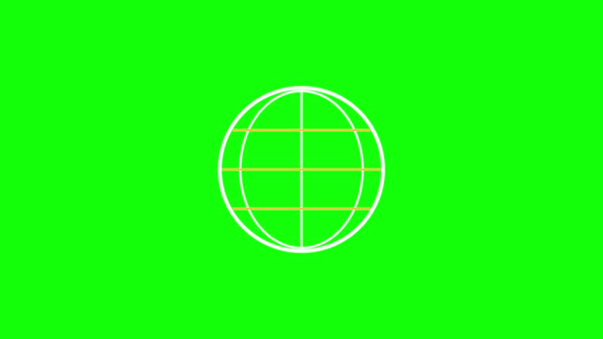 A 3D wireframe earth globe animation on a chroma key background.