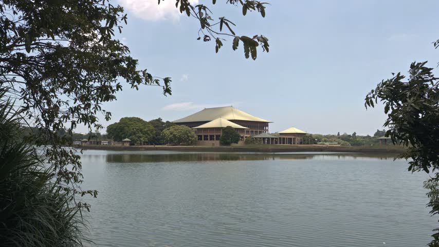 Parliament of Sri Lanka complex in Sri Jayawardenepura Kotte across the Diyawanna Lake