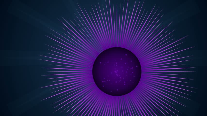 A vibrant 3D stylized sea urchin featuring long purple spines that gently sway and pulse. Set against a deep blue aquatic background with subtle light rays and floating particles.