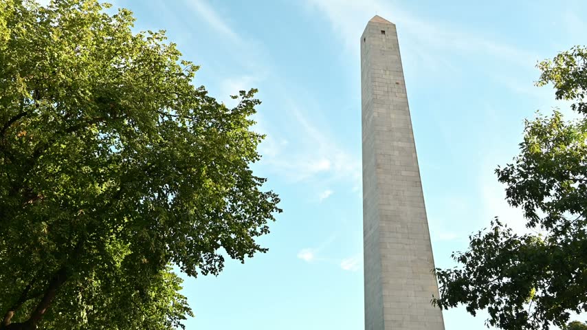Detail of the iconic Bunker Hill monument in Charlestown, Massachusetts, USA on a sunny mornig.