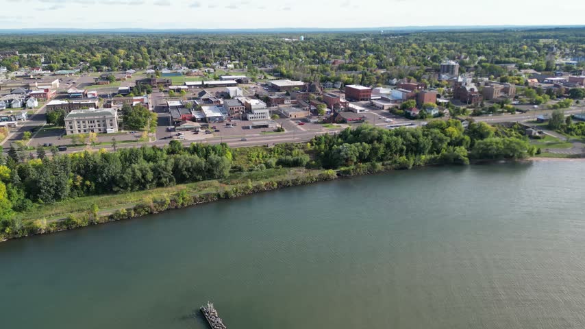 The City of Ashland Wisconsin seen from Lake Superior 
