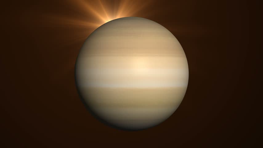 Hyper-realistic space footage of saturns golden bands and rings.