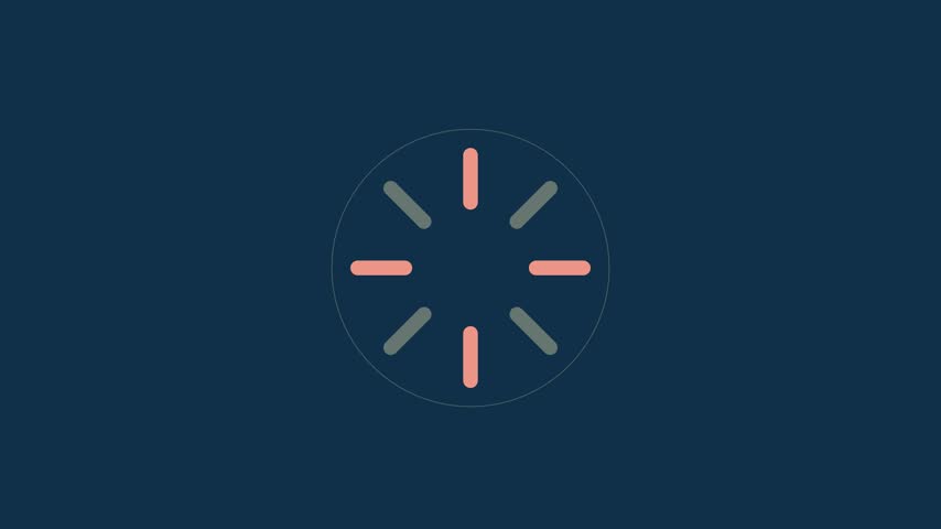 An eight-spoke loader rotates within a stationary perimeter track on a deep ocean background in a seamless loop.