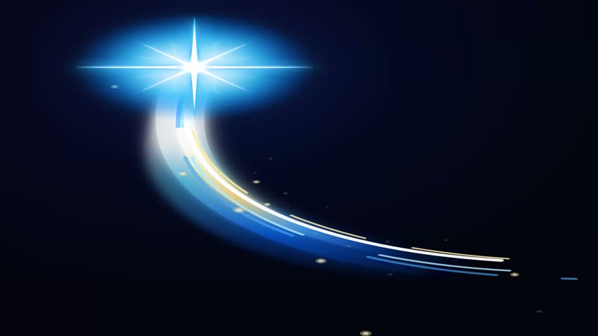 Shooting star glowing with motion trail in dark night sky creating magical abstract scene.