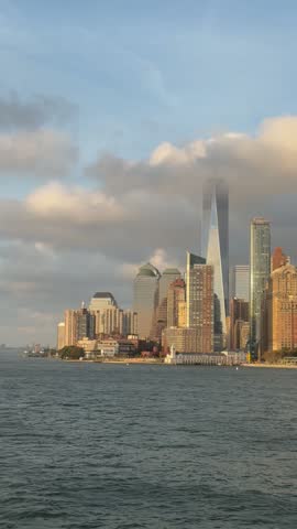autumn, city, skyline, waterfront, landscape