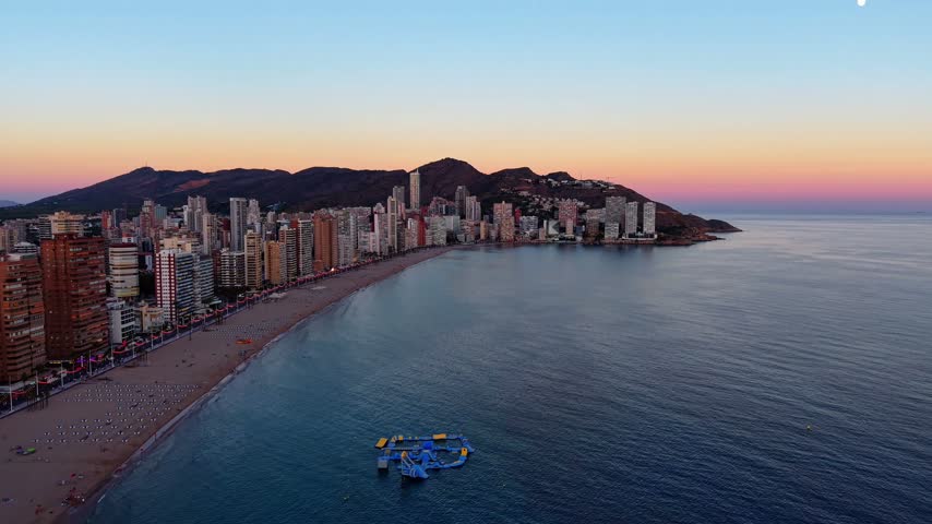Benidorm in Alicante, Spain, during a colorful sunrise