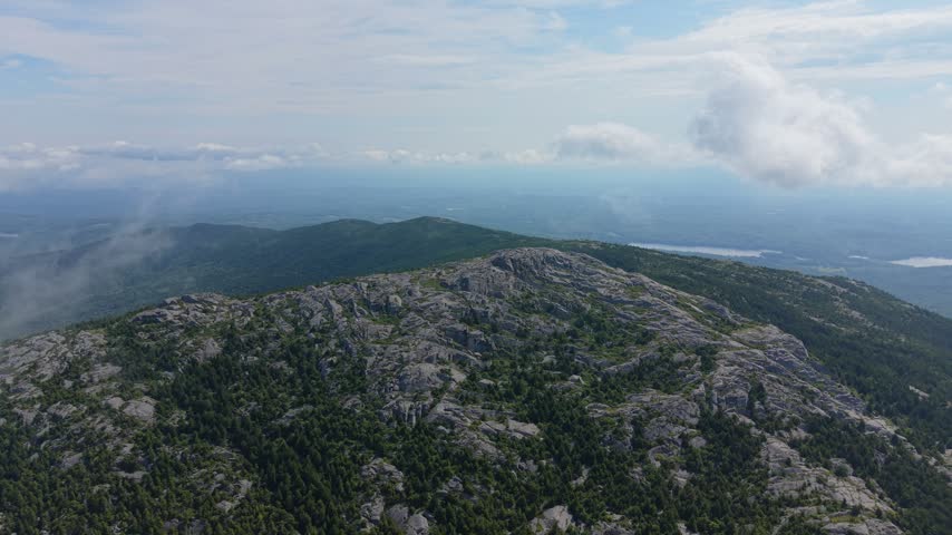 Aerial view of the rugged bare rock summit of Mount Monadnock in New Hampshire