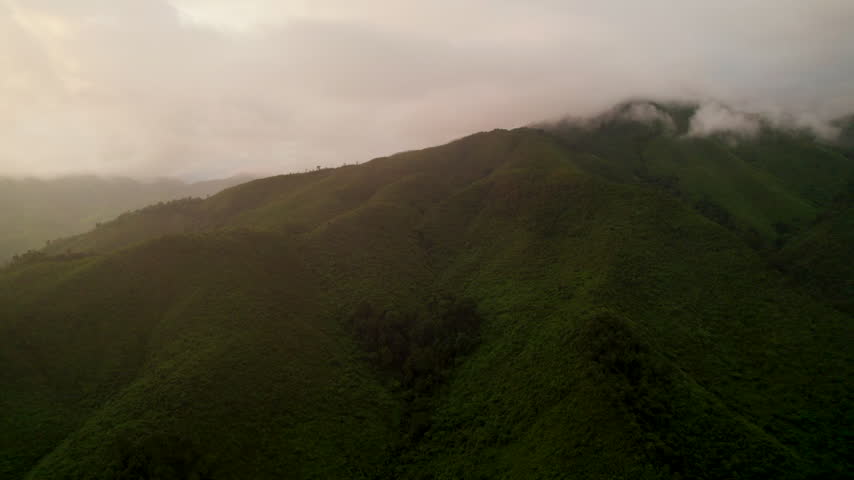 Top view Morning Mist and Viewpoint with Layers of Mountains