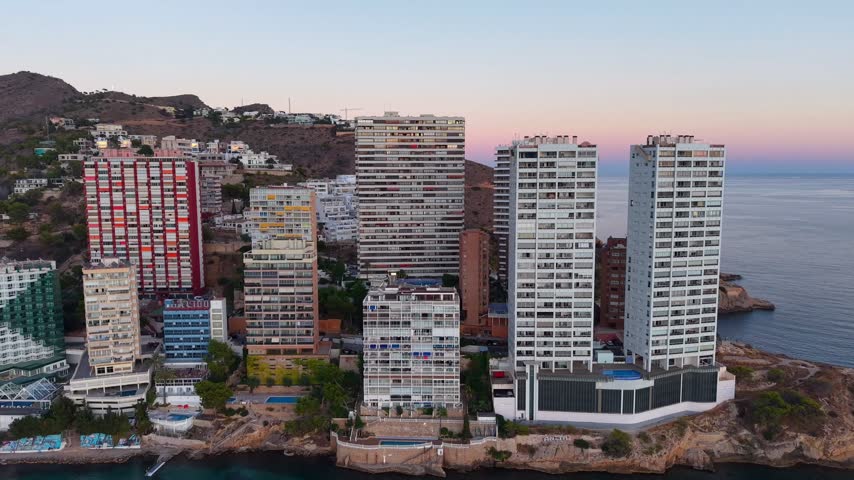 Benidorm in Alicante, Spain, during a colorful sunrise