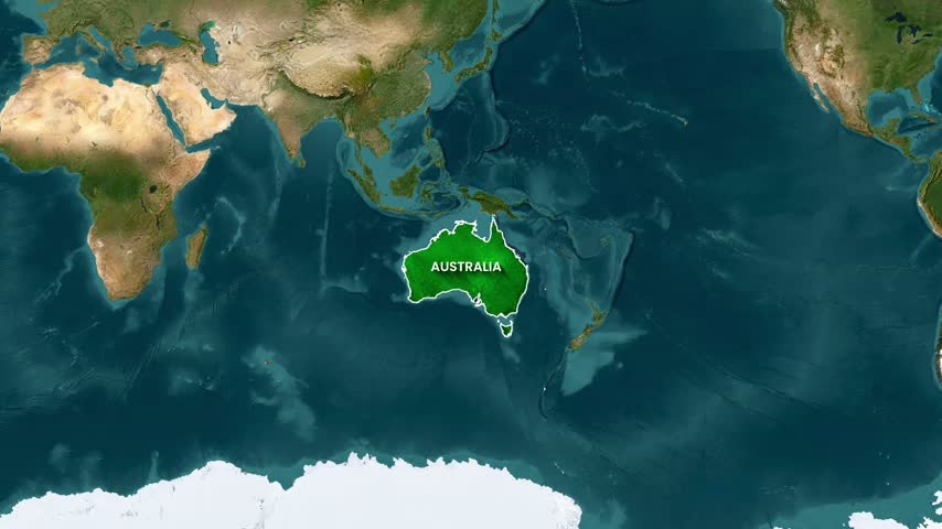 Perth location map zoom in on Australian continent satellite footage