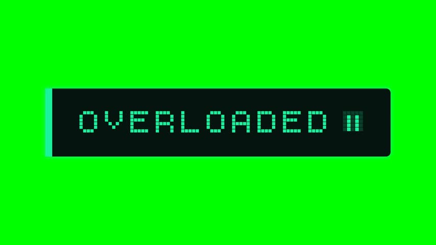 Motion graphics of a digital overloaded message box on a green screen chroma key footage.
