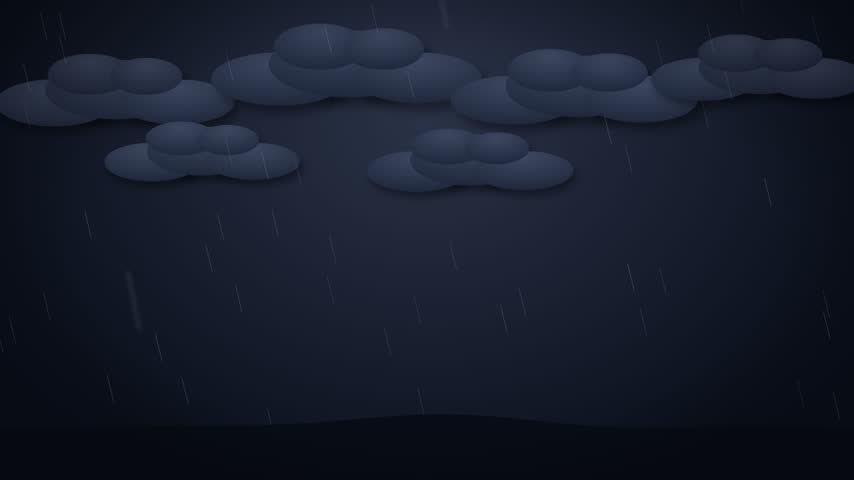 Powerful lightning bolts striking during a night thunderstorm with double flash illumination glowing rain streaks and dark rolling clouds as a seamless loop 4K background