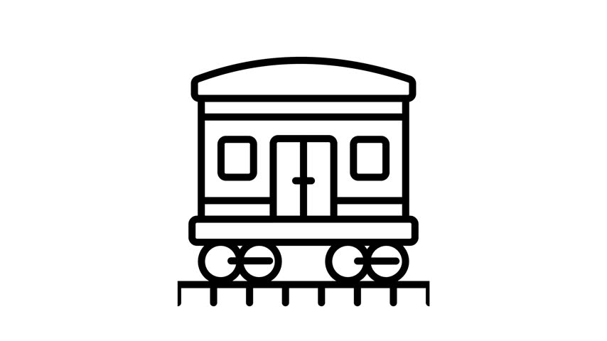 Premium linear animated icon of detailed train carriage