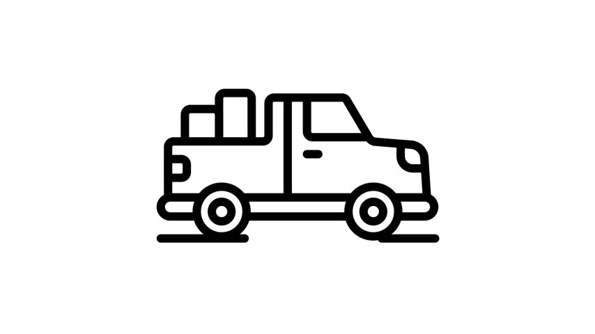Trendy outline animated icon of rugged pickup truck model
