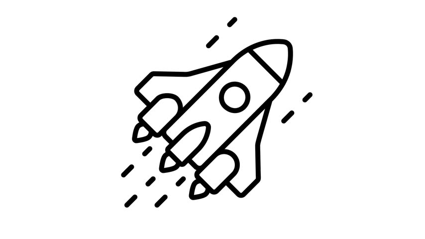 A customizable linear animated icon of space shuttle spaceship