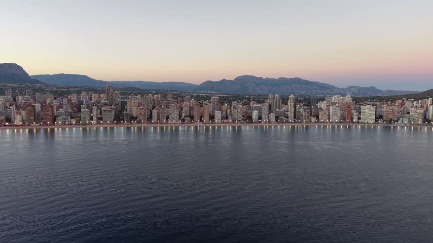 Benidorm in Alicante, Spain, during a colorful sunrise