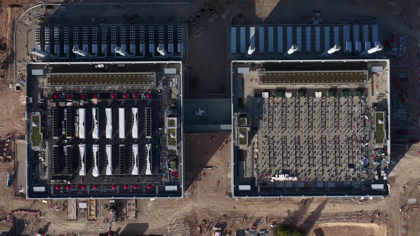 Aerial View of Data Center Campus Under Construction in Hanau near Frankfurt, Germany