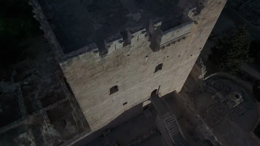 Aerial view of the historic stone fortifications and bastions of the old city in Nicosia, Nicosia, Cyprus.