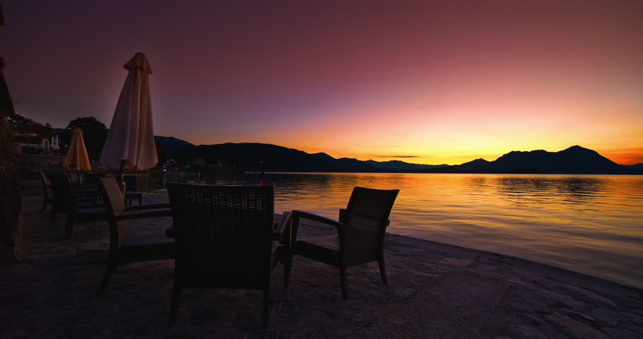 Fantastic landscape at dawn on the lake