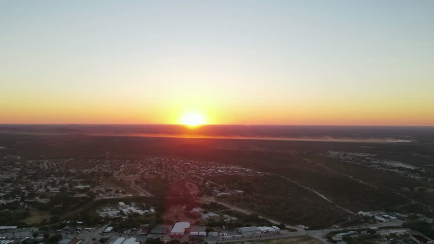 Sunset over a small town