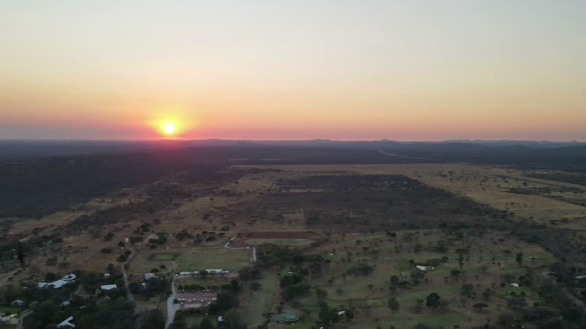 Sunset over a small town