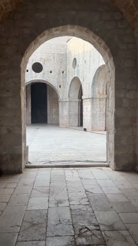 Arches within the hallway of St. Lawrence Fortress (fort Lovrijenac) in Dubrovnik, Dalmatia, Croatia 
