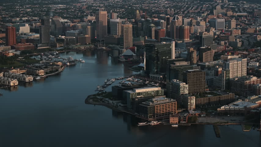 Inner Harbor Baltimore at sunrise. Shot during the summer.
