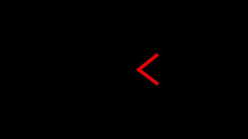 Red gradient backward arrows on a black background, symbolizing reverse movement, back navigation, direction,return,and transition.Minimal graphic element for websites,videos, and motion design.