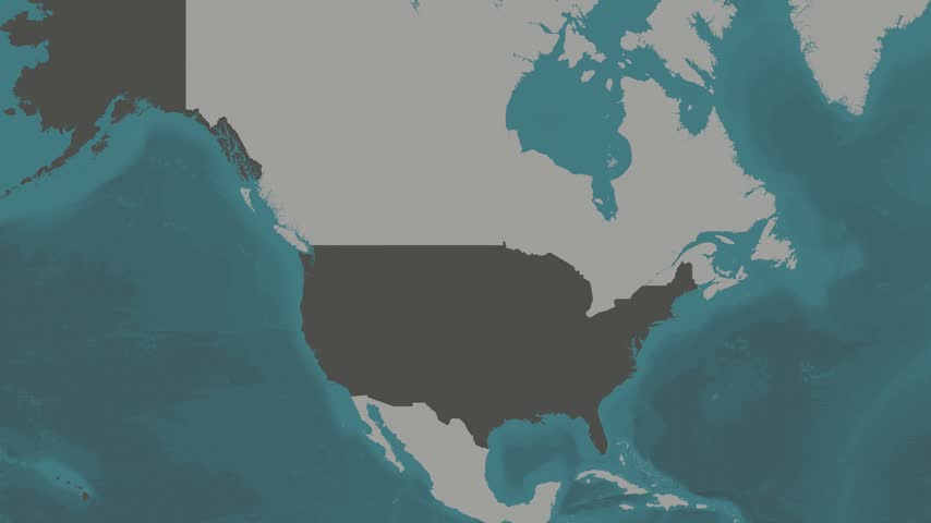 North Dakota state detailed 3D map graphic displaying Bismarck capital markers, glowing highway infrastructure, and extruded state boundaries on a dark background. Excellent for commercial and educational video edits.