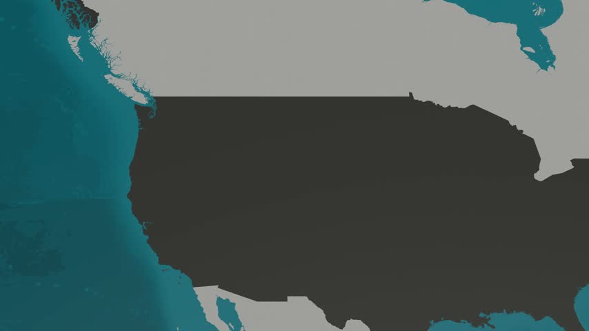 Wyoming state 3D map render displaying smooth orbital camera motion around Cheyenne capital lights, Casper, and Rocky Mountain highway corridors. Built for geopolitical reports and video production.