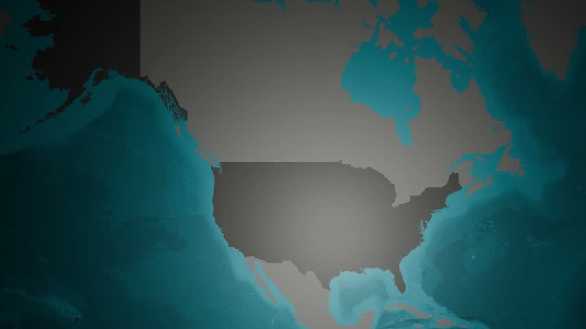 Mississippi state 3D rendered animated map displaying Jackson capital markers, Gulf Coast connections, and glowing highway grids on an extruded border lift. Ideal for news, travel, and southern history content.