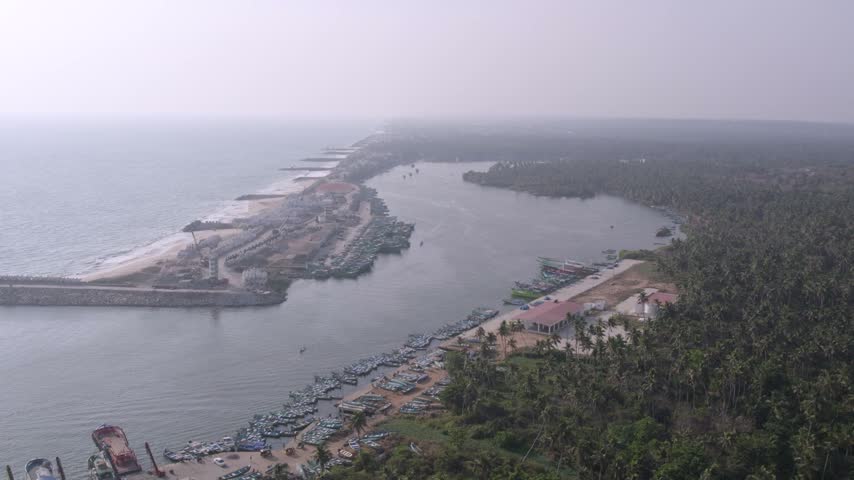 Coastal Fishing Village and Harbour in Tamil Nadu, India