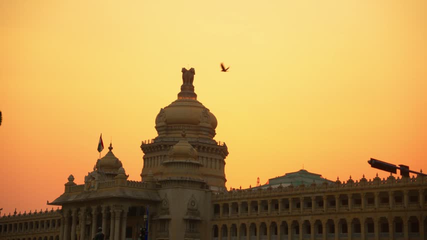 Sunset Over Vidhan Soudha in Bangalore.