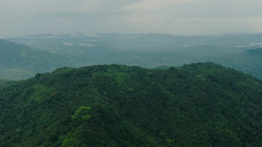 Beautiful landscape of mountain with green forest. Mindanao, Philippines.