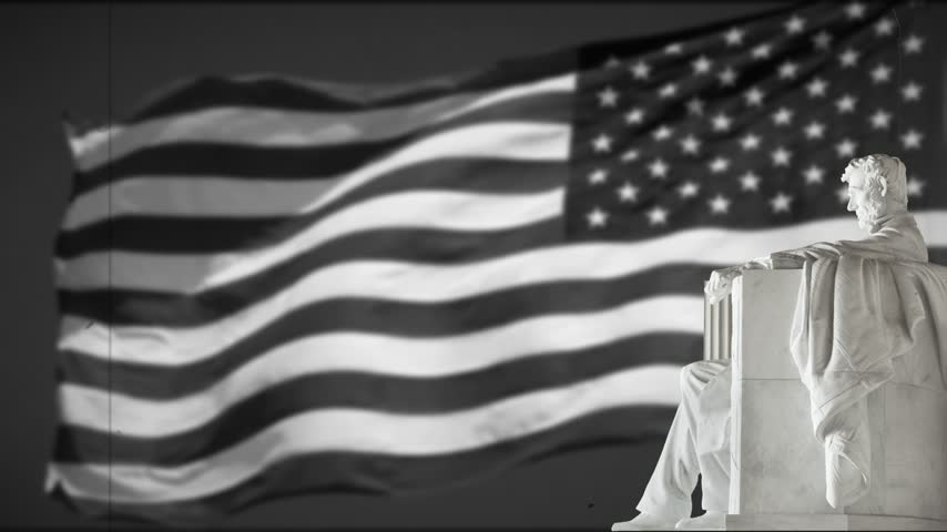Lincoln Statue and American Flag, Lincoln Memorial, Washington, DC. US