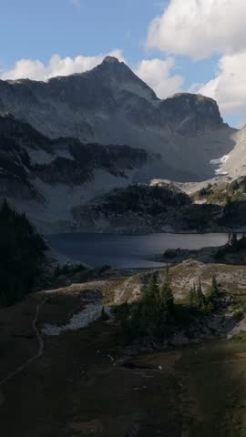 Majestic Mountain Lake Landscape in British Columbia, Canada with Towering Peaks