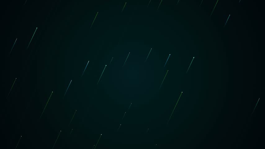 Glowing star trails moving across a deep cyan night sky