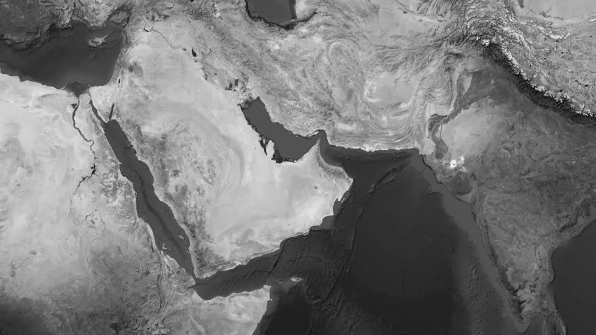 United Arab Emirates country map animation with national flag and satellite view