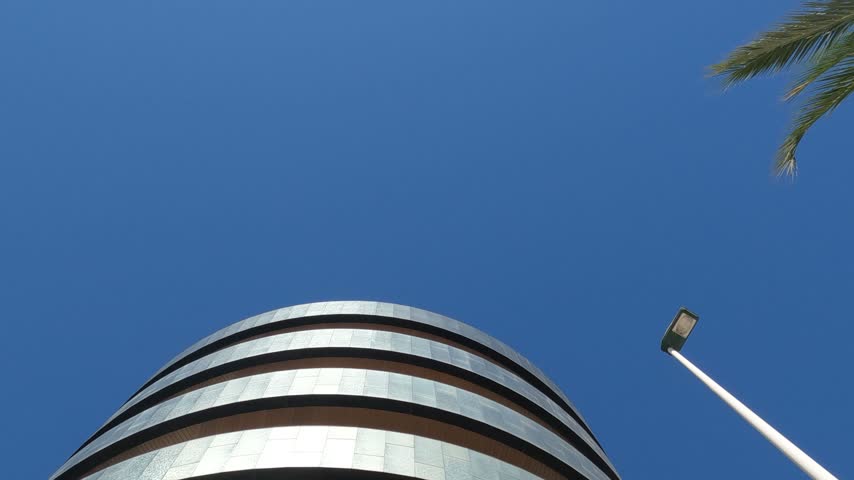 Cylindrical building in the city of Elche, Alicante, Spain.
