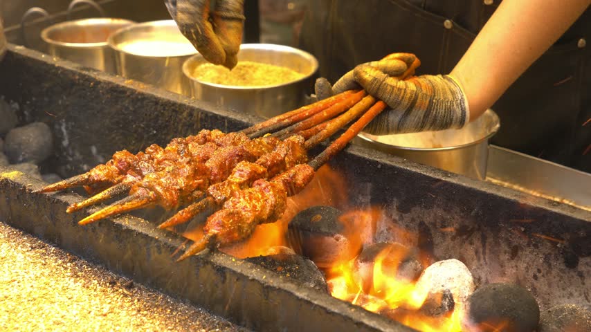 Delicious charcoal fire Mutton shashlik