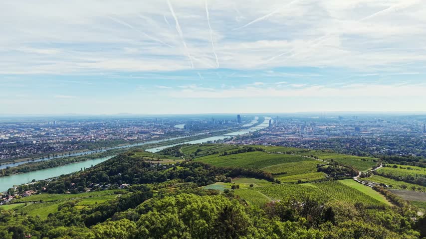 Vienna capital city of Austria in Europe. Panorama view from Kahlenberg.