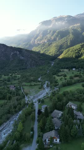 Wide landscape of a mountain valley